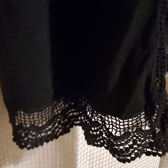 TICKLED TEAL Long black lace-lined cardigan XL - Picture 4 of 6